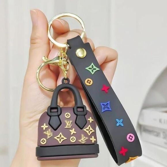 LV 3D Rubber Handbag Keychain for Women, Purse Shaped Keyring, Fashionable - Picture 1 of 2